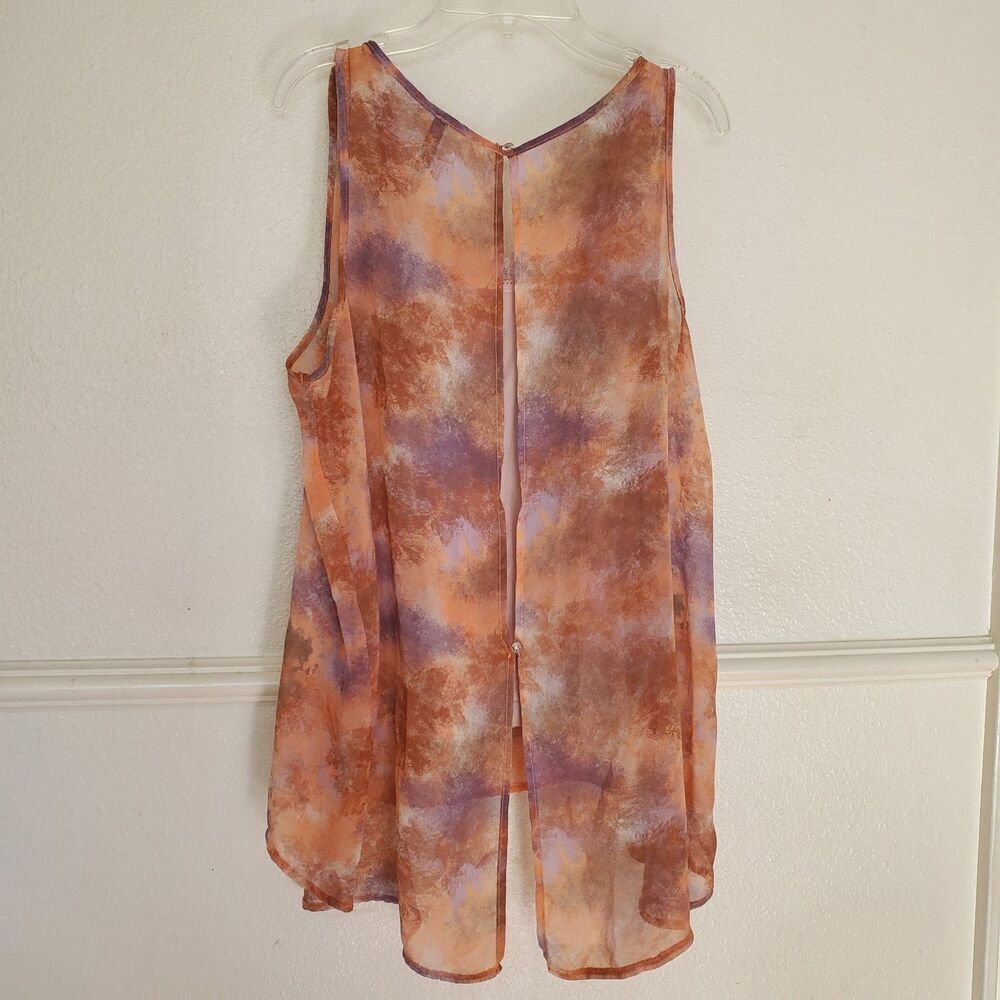 Paper Crane Chiffon Top With Cynthia Rowley Tank Womens M Orange Pink Lace - Picture 8 of 15